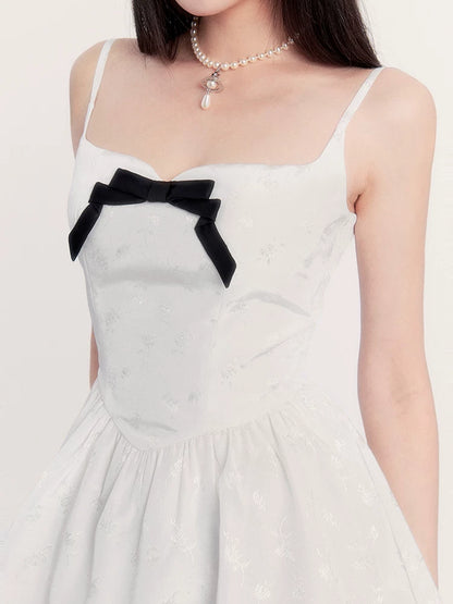 Night Bow Puff Irregular Camisole Dress