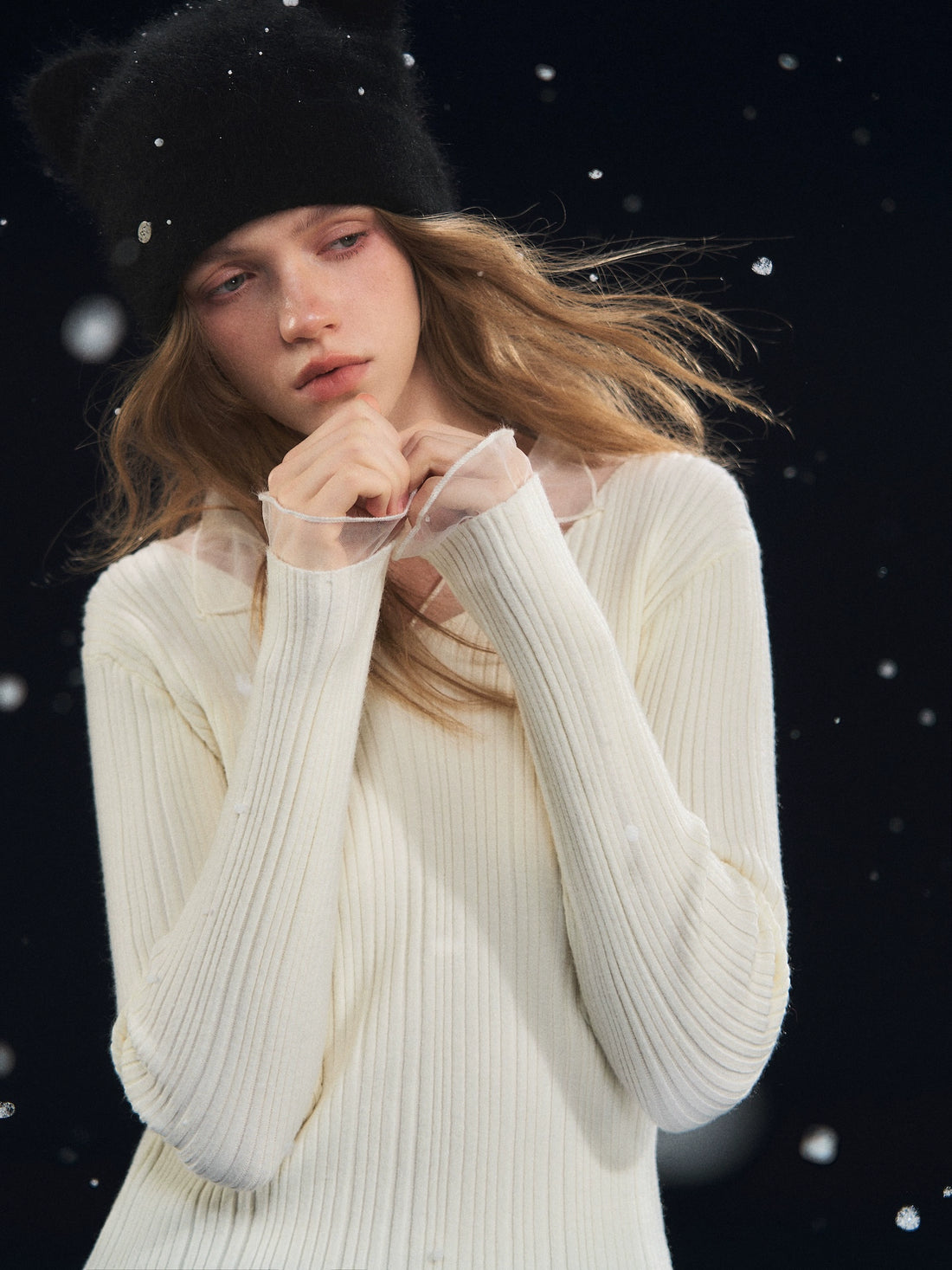 Mesh-Panel High-Stretch Base Crewneck