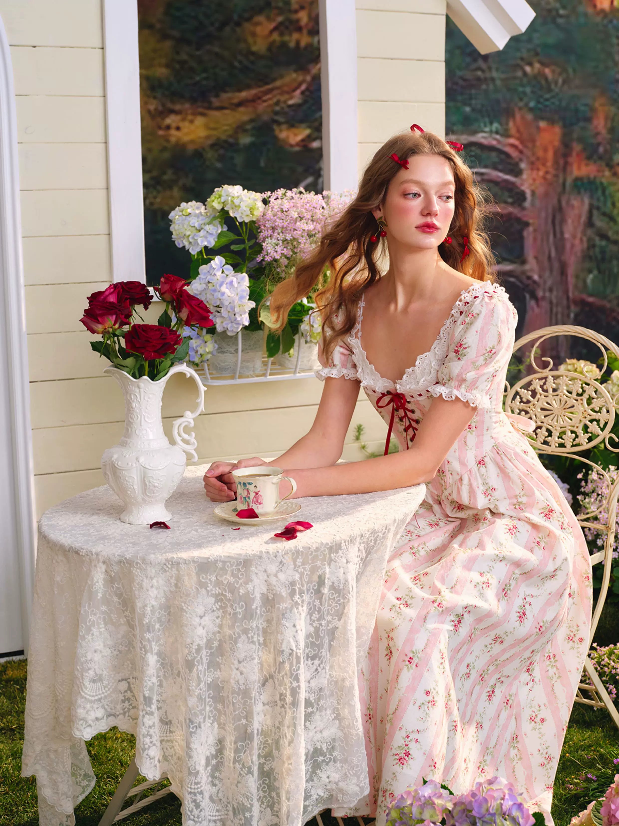 Audrey Garden Corset Floral Maxi Dress