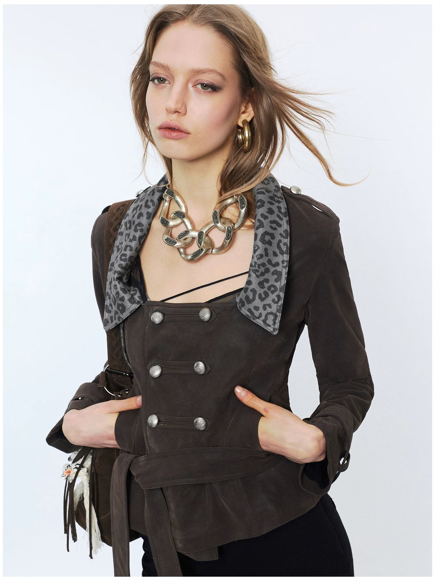 Punk Suede Short Trench Jacket