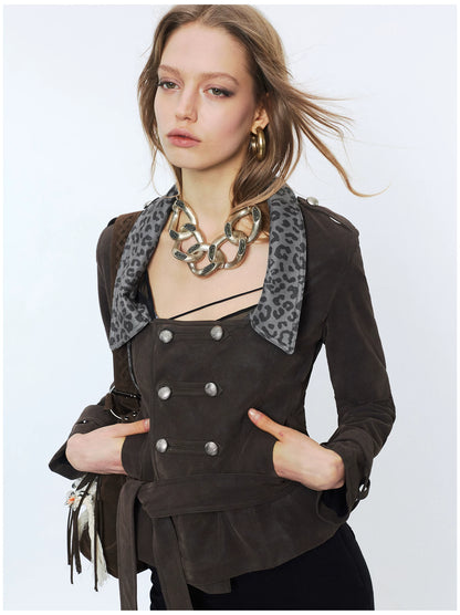Punk Suede Short Trench Jacket