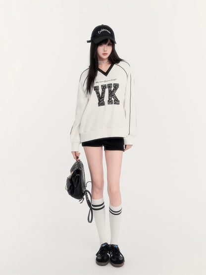 Retro Fleece-Lined Oversized Sweatshirt