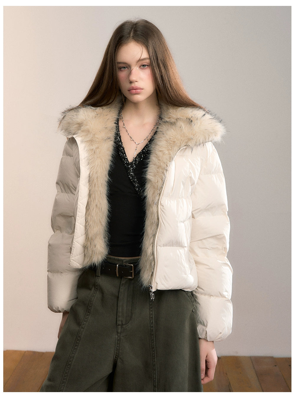 Detachable Faux Fur Collar Down Jacket