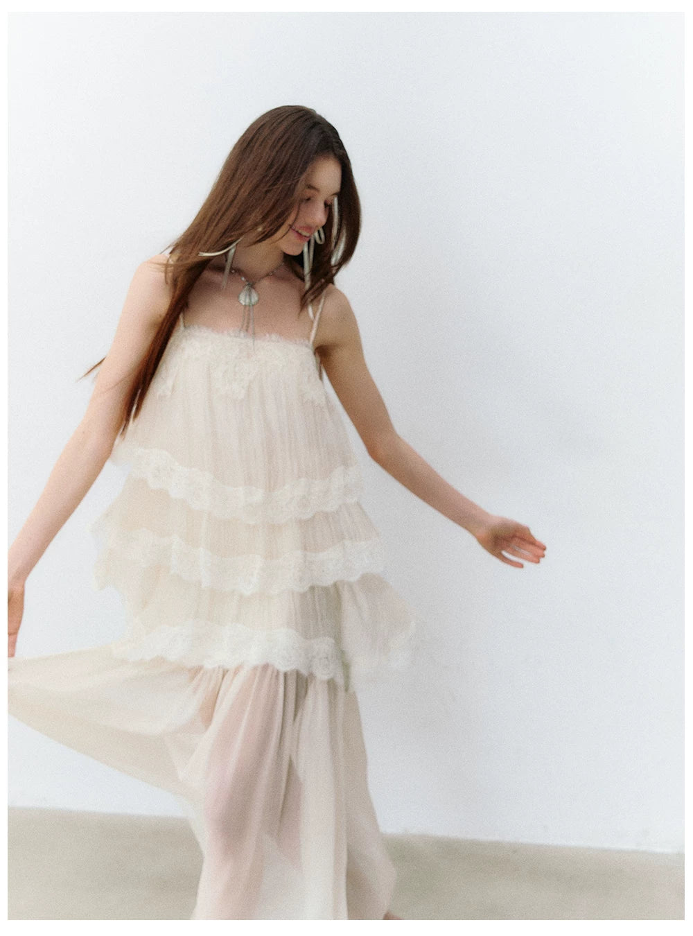 Ethereal Layered Ruffle Camisole &amp; Midi Skirt Set