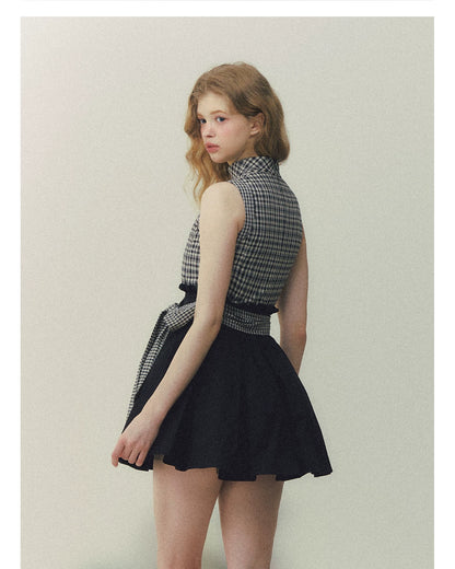 Princess Diary Checkered Puff Dress