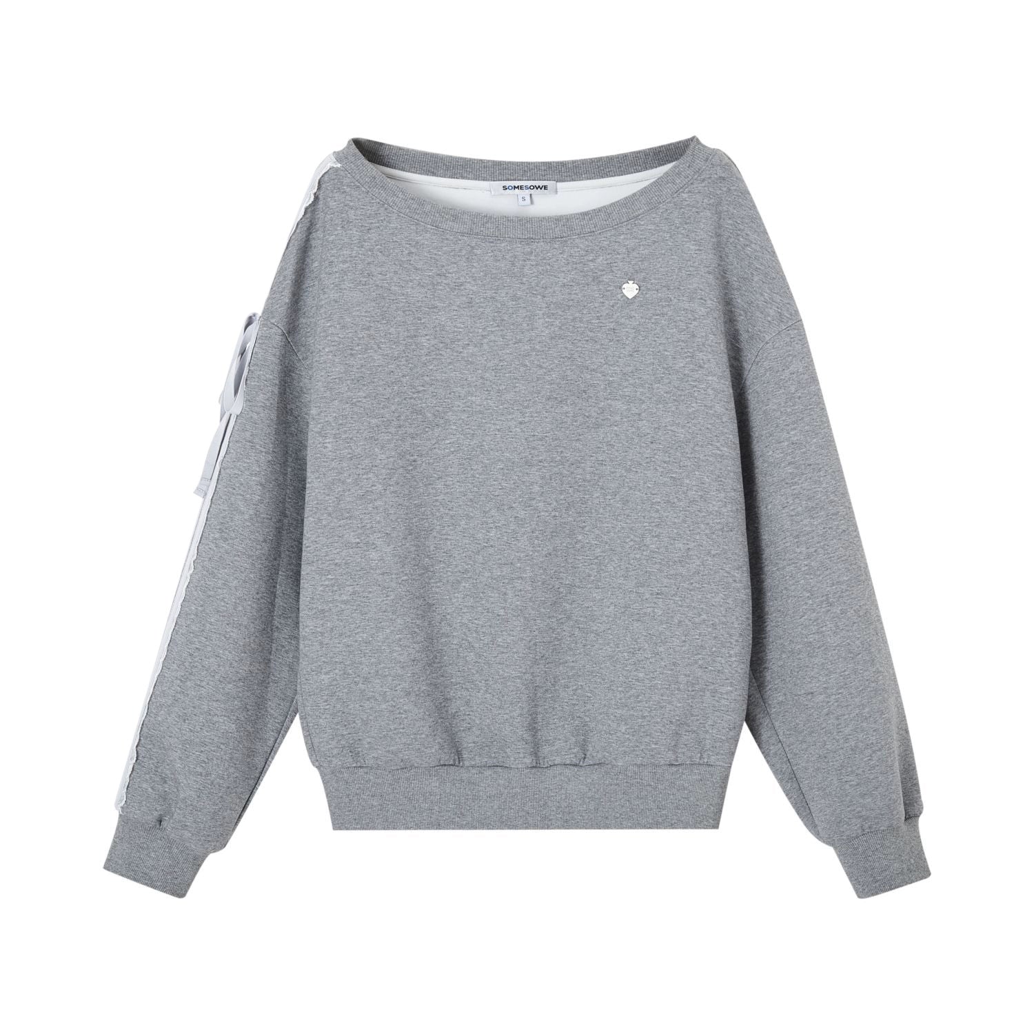 Gray &amp; Navy Off-Shoulder Long Sleeve Sweatshirt