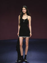 Tweed Galaxy Shimmer Chain Halter Dress & Cardigan Set - CHINASQUAD