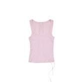 Distressed Lace-Up U-Neck Knit Tank Top 1Jinn Studio