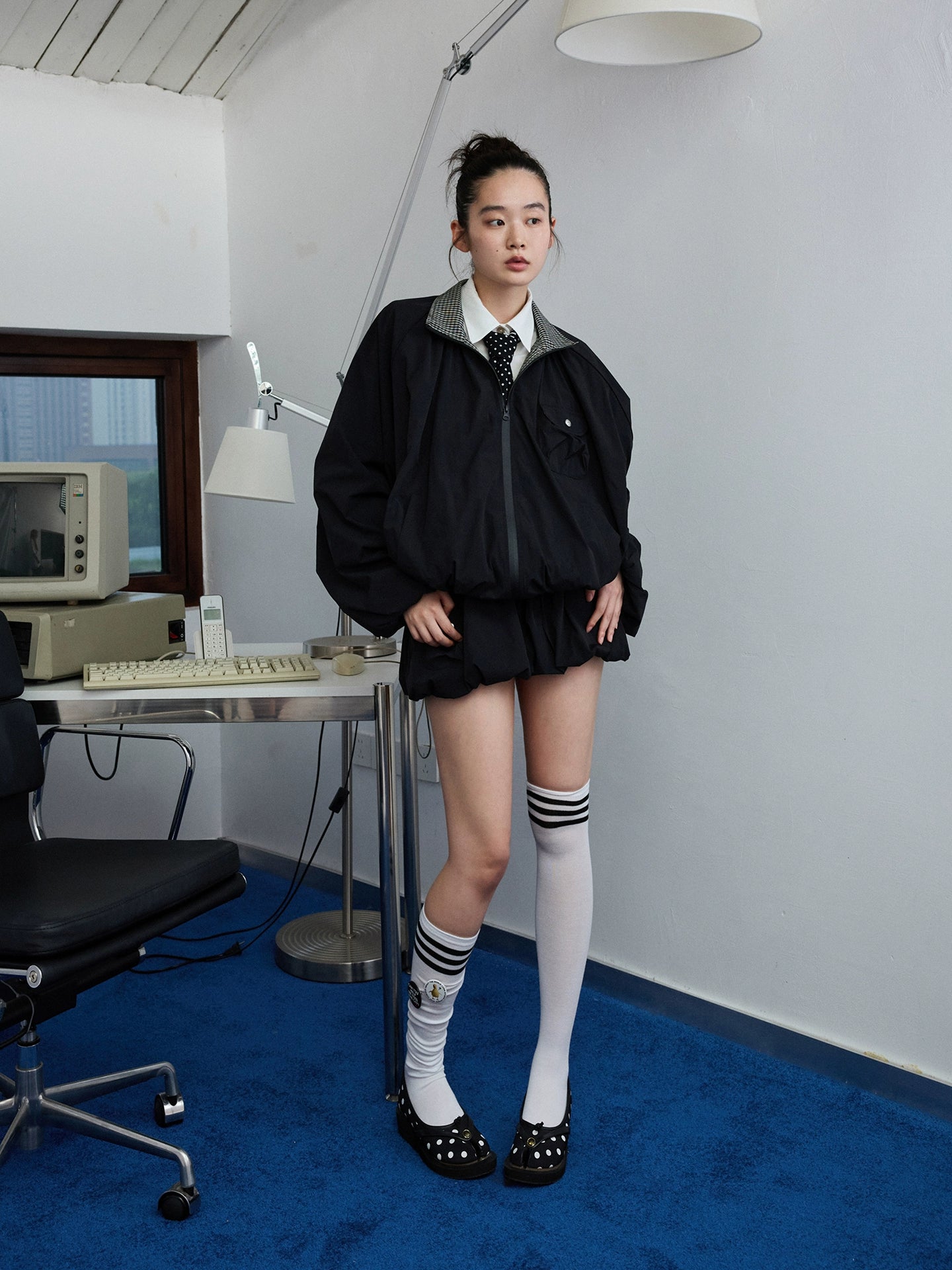 Check Panel Windbreaker Jackets &amp; Skirt Set - CHINASQUAD