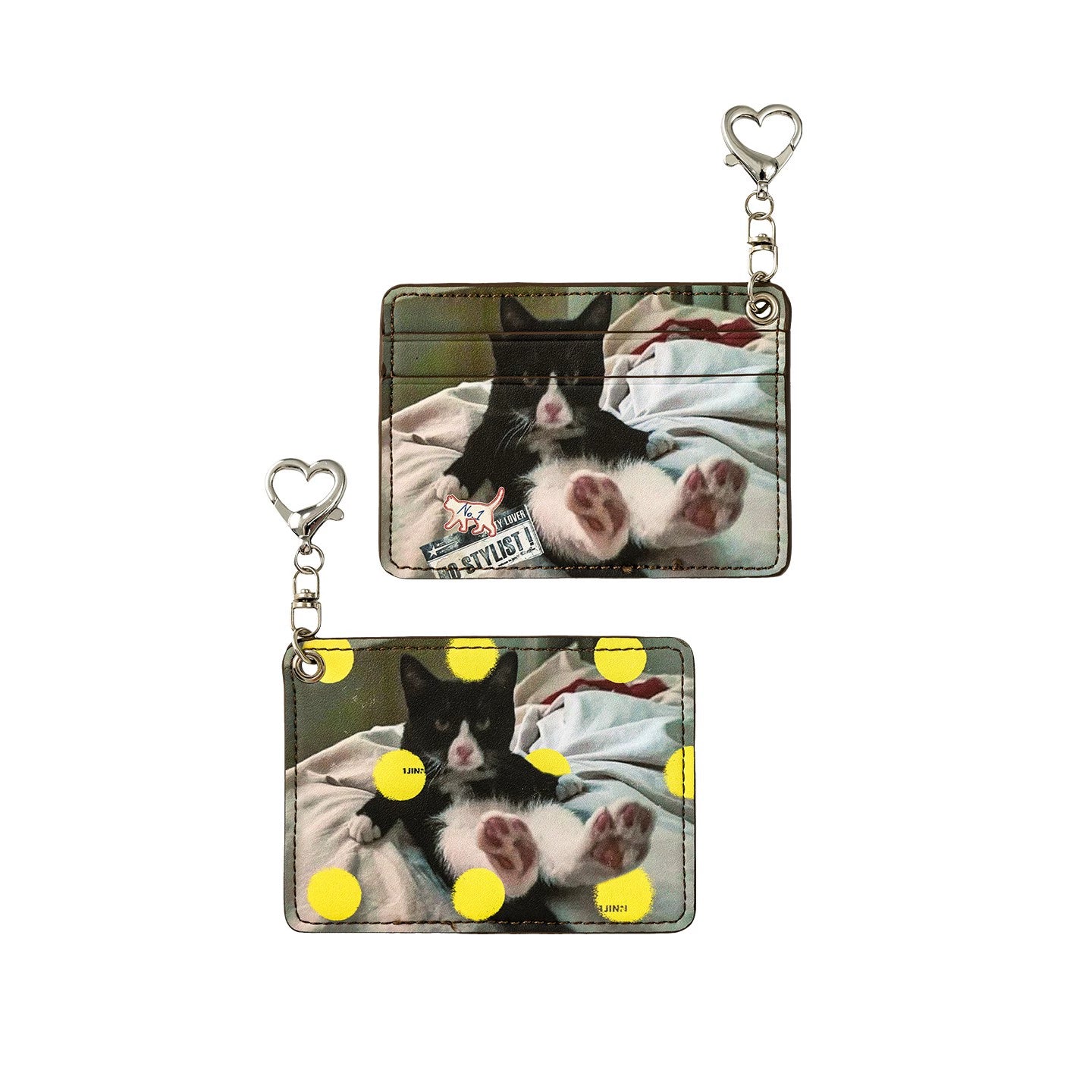 Retro Polka Dot Cat &amp; Dog Print Card Holder - CHINASQUAD