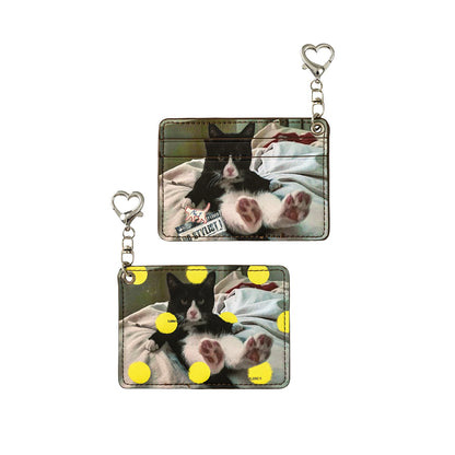 Retro Polka Dot Cat &amp; Dog Print Card Holder - CHINASQUAD