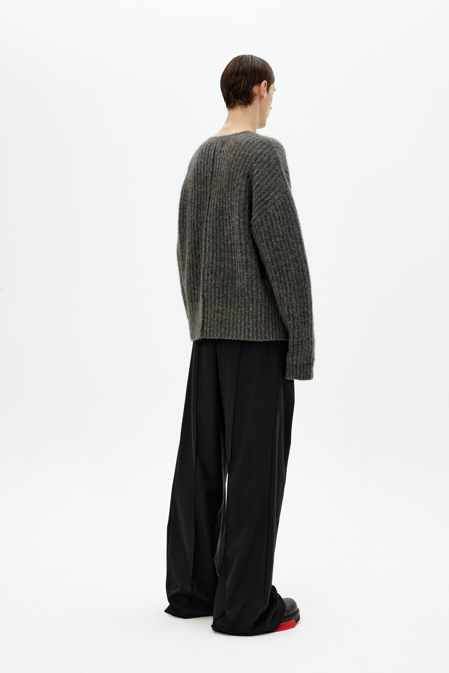 Mohair Wool Multi-Button Crewneck