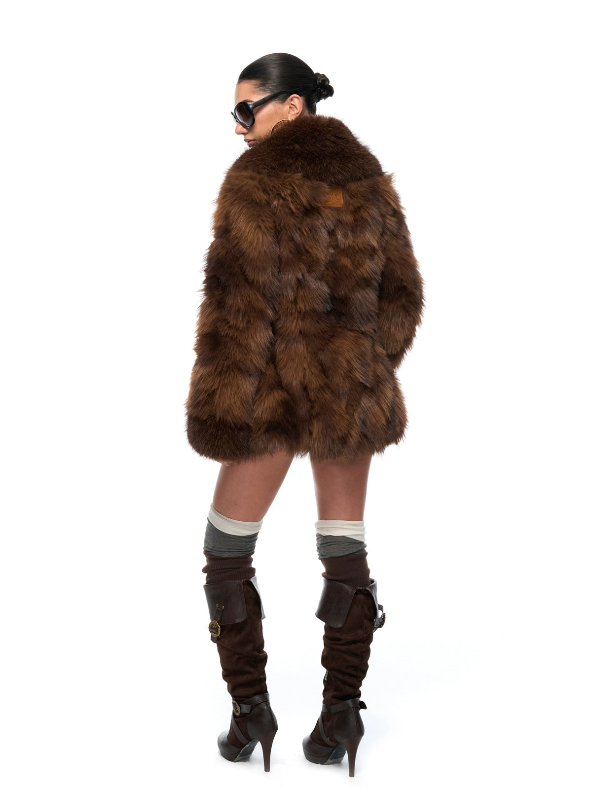 Vintage Brown Faux-Fur Collar Coat