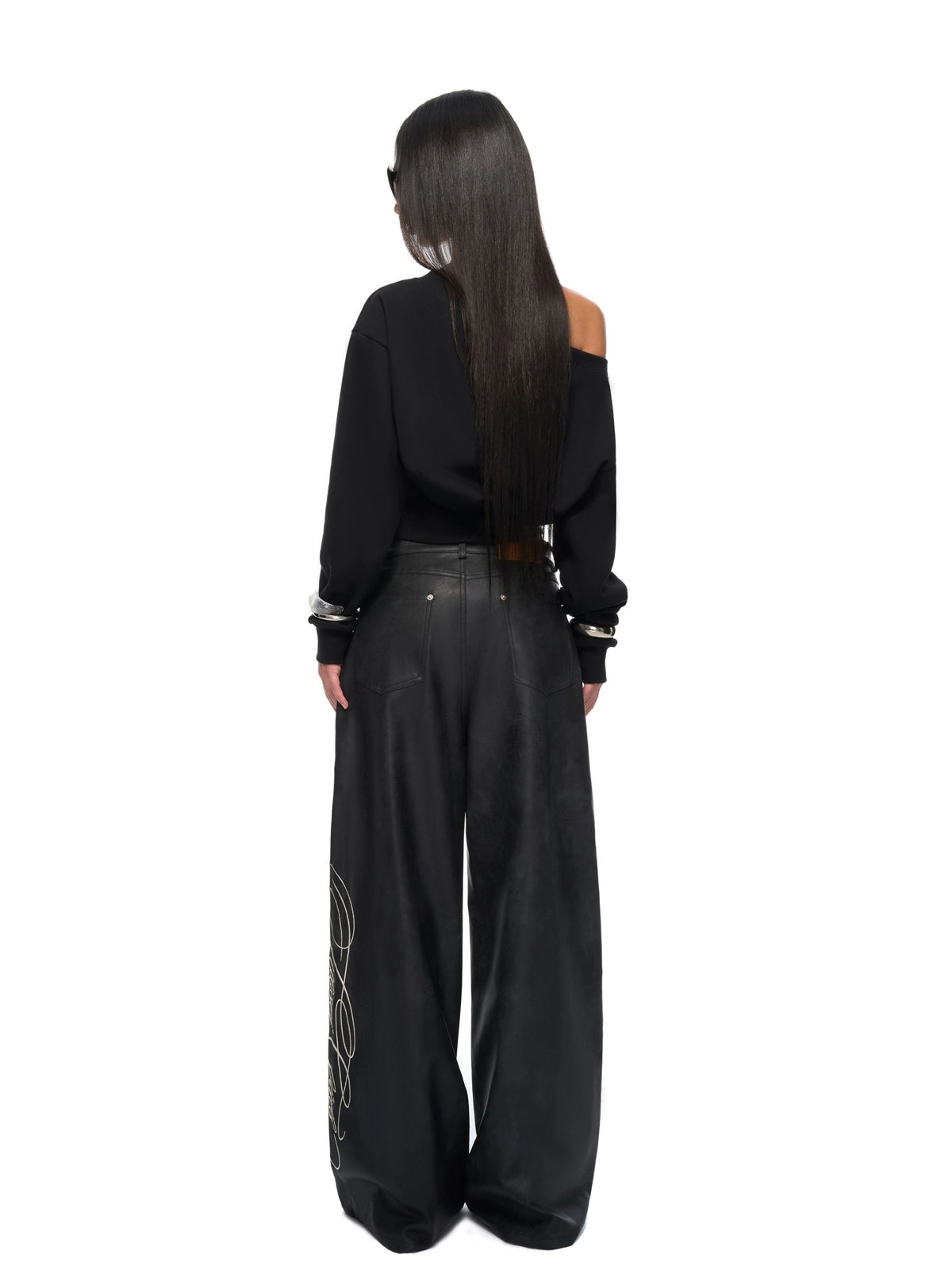 Crop Sweatshirt &amp; Faux Leather Pants Set