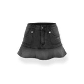 Black & Blue Low-Waist Denim Mini Skirt - CHINASQUAD