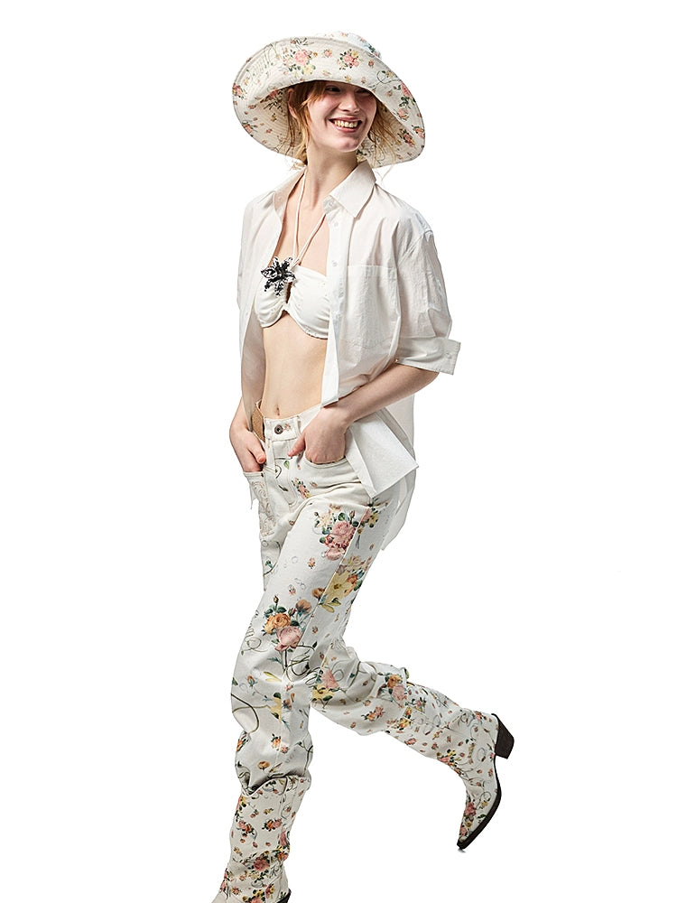 Floral-Printed Sun Hat