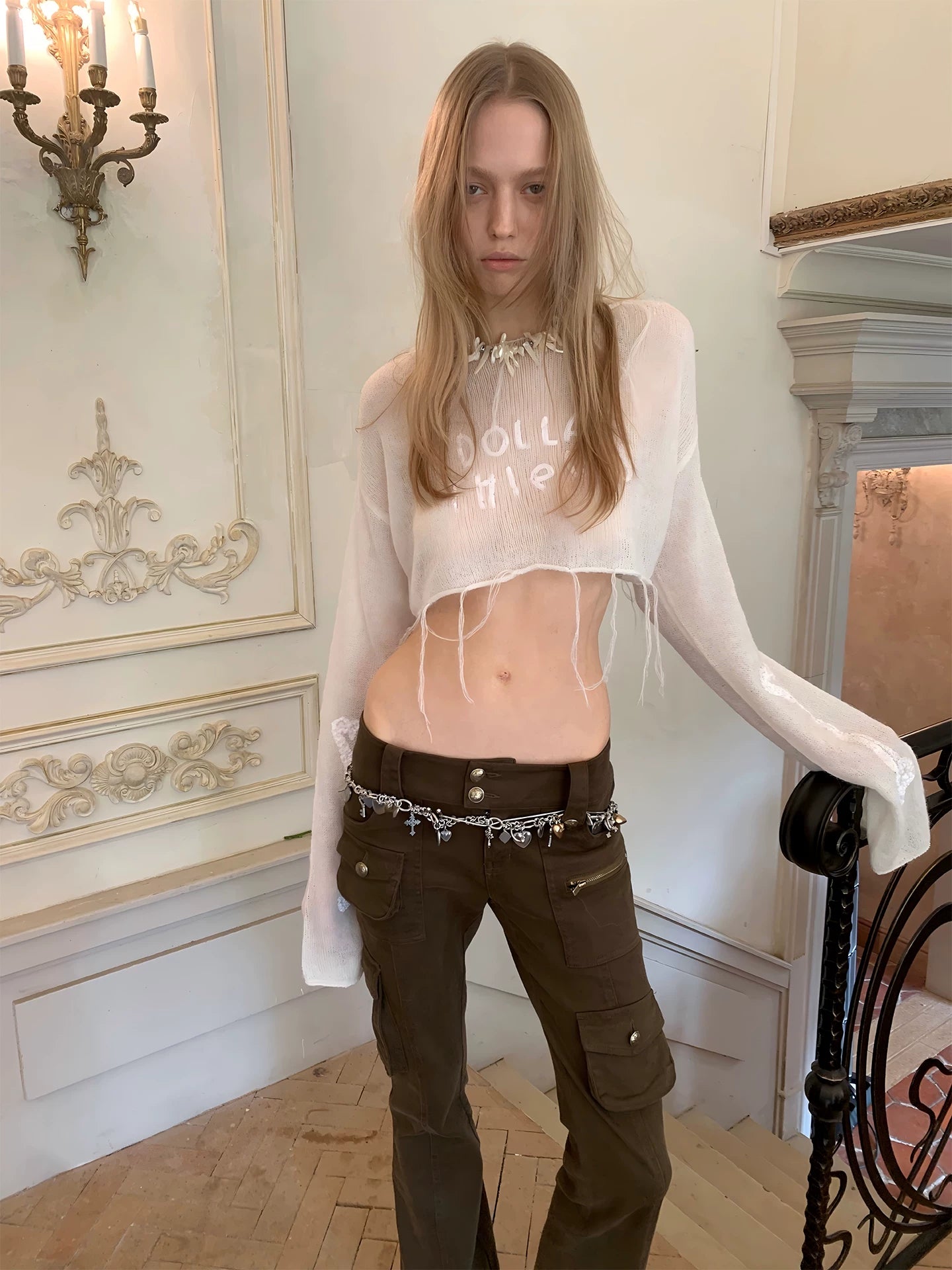 Mohair Sequin Sheer Knit Base Layer