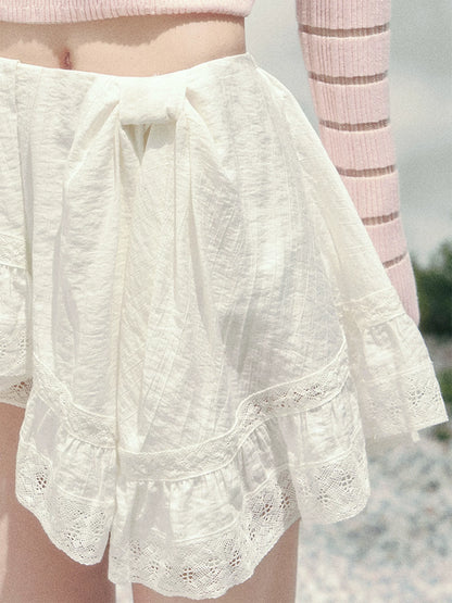 Moonlit Ripple Lace Mini Skirt