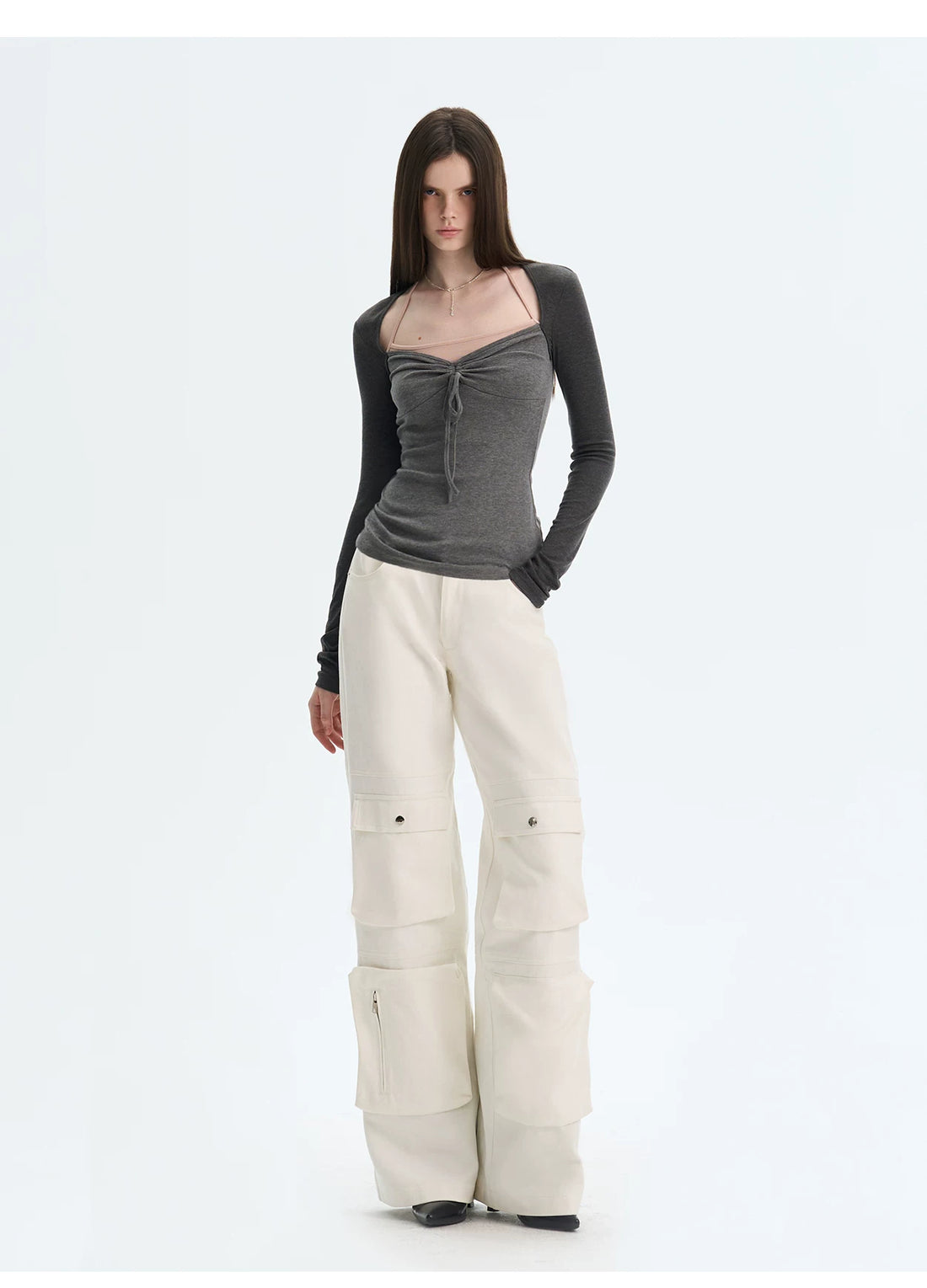 Layered Halter-Effect Long-Sleeve T-Shirt