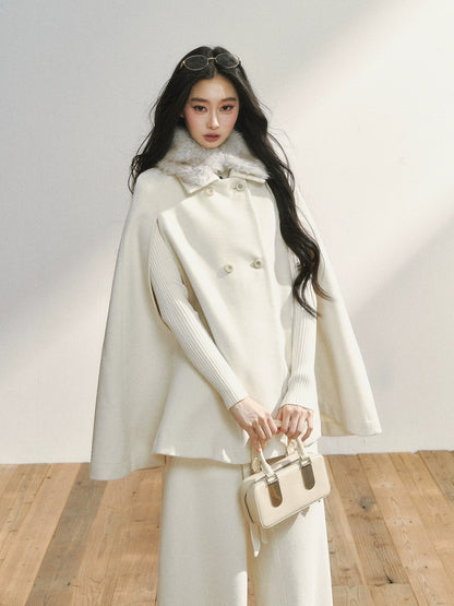 Elegant Two-Tone Wool Cape