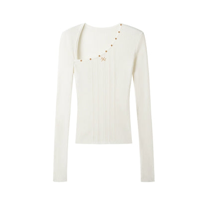 Polar Wool Blend Ribbed Knit V-neck