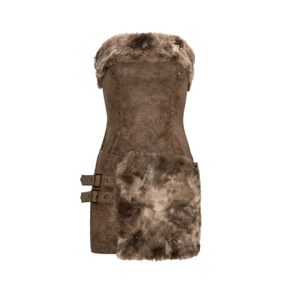 Faux Fur Panel Bodycon Mini Dress