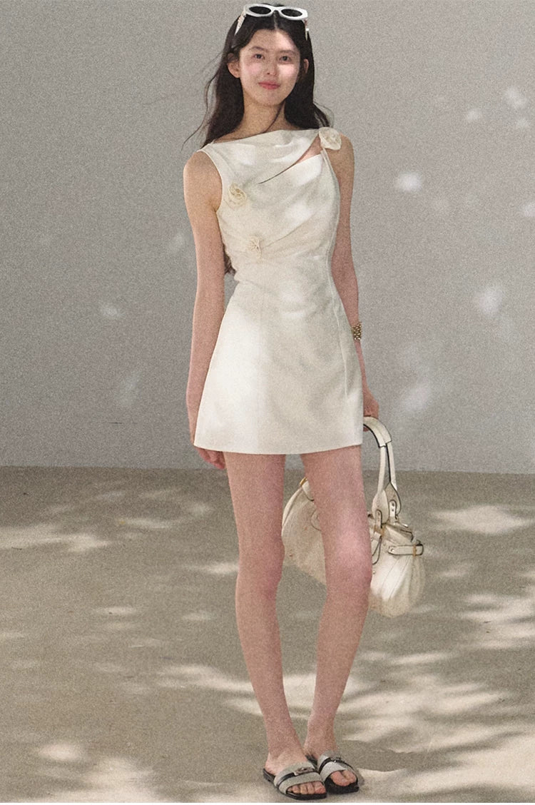 Lyocell Wool Off-Shoulder Sculpted Waist Dress