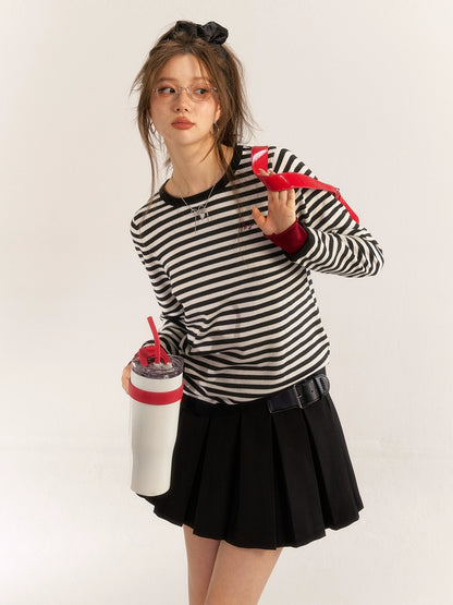 Casual Striped Colorblock Knit Long-Sleeve Turtleneck