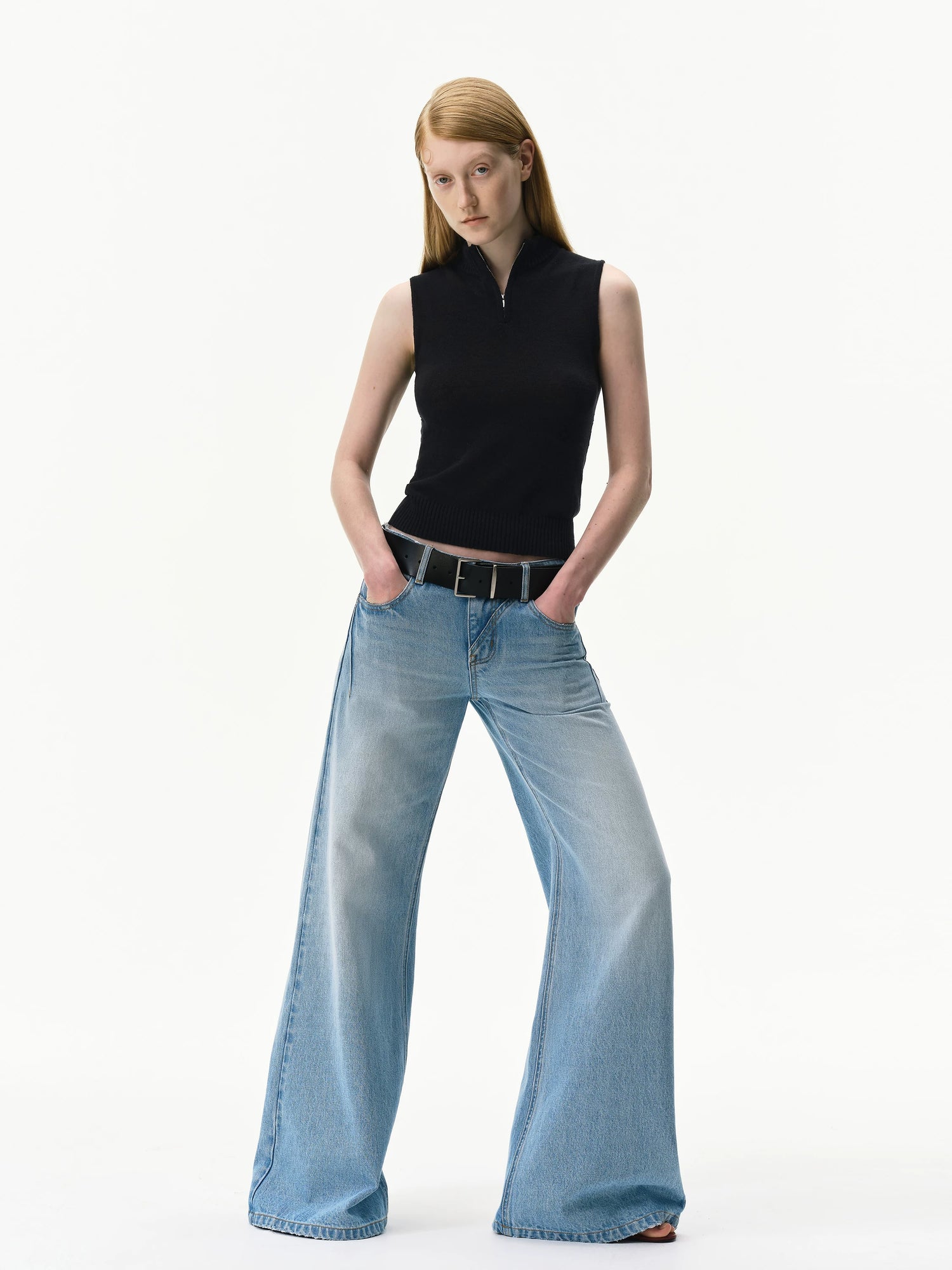 Vintage Light Wash Low-Rise Flared Jeans