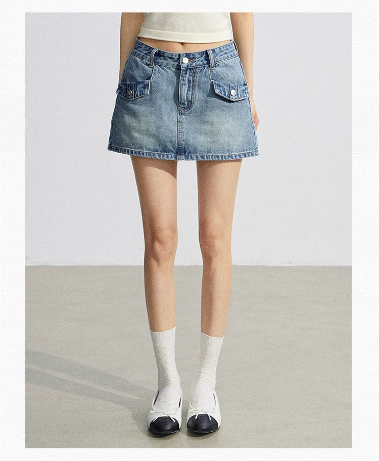 High-Waist Denim Skirt