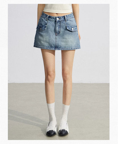 High-Waist Denim Skirt