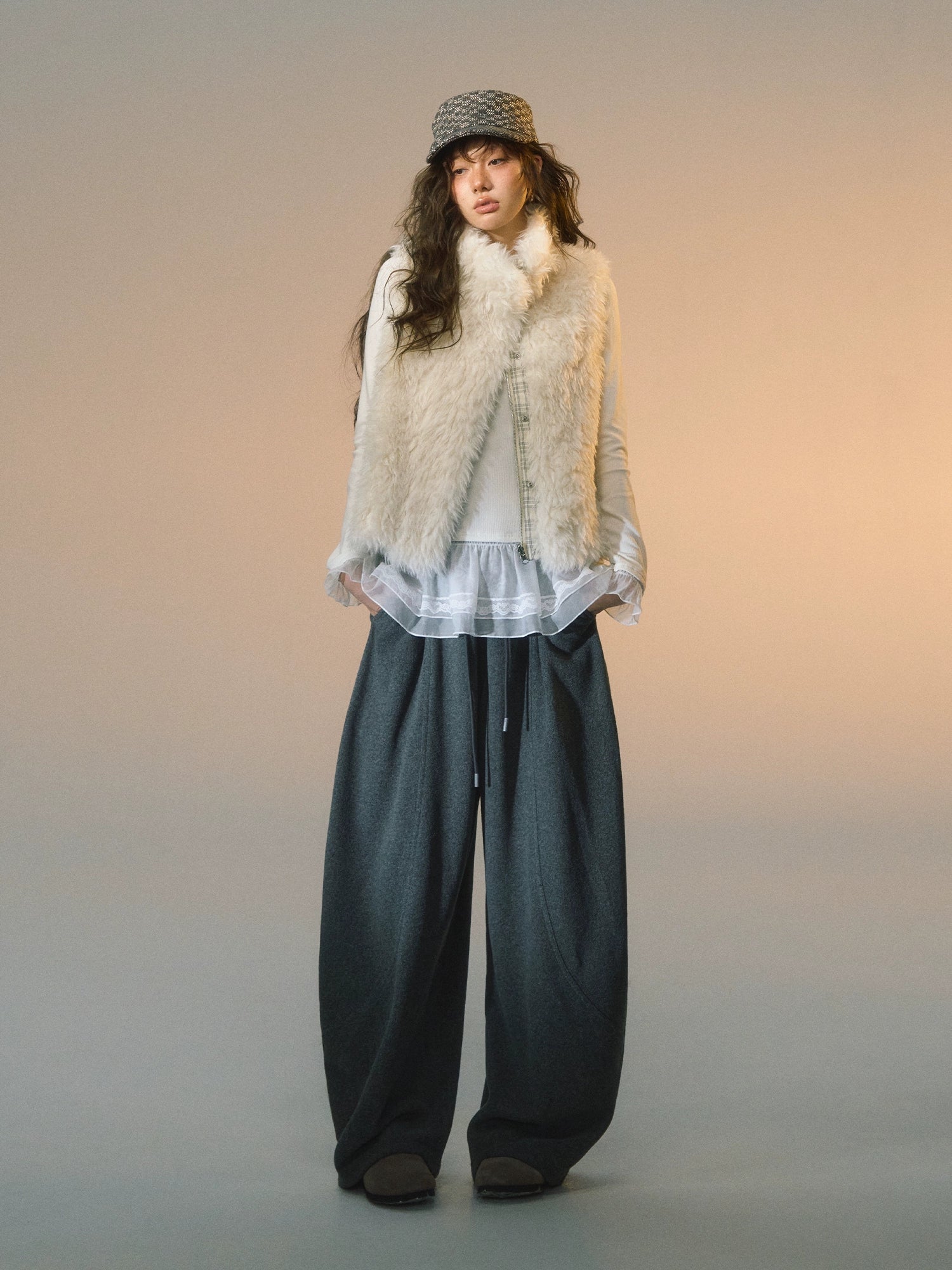 Plaid Patchwork Sherpa Reversible Vest