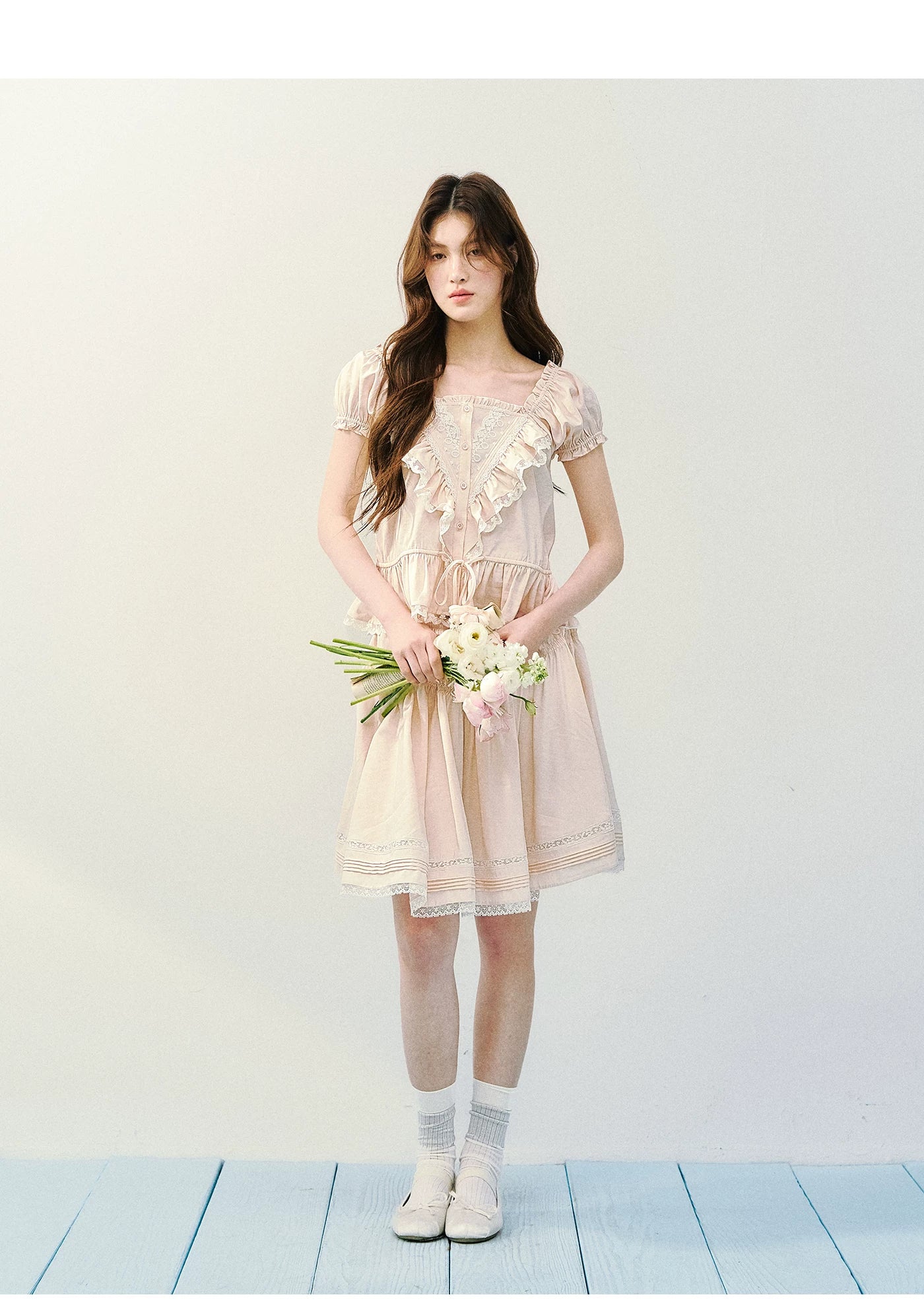 Romantic Ruffle Lace Blouse &amp; Skirt Set