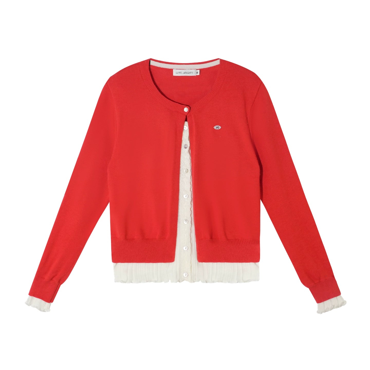 Contrast Layered-Effect Knit Cardigan