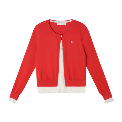 Contrast Layered-Effect Knit Cardigan