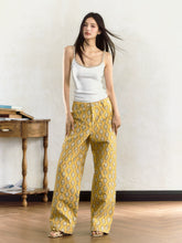 Yellow Embroidered Wide-Leg Pants - CHINASQUAD