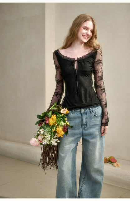 Toscana Soft Glow Lace Long Sleeve Top