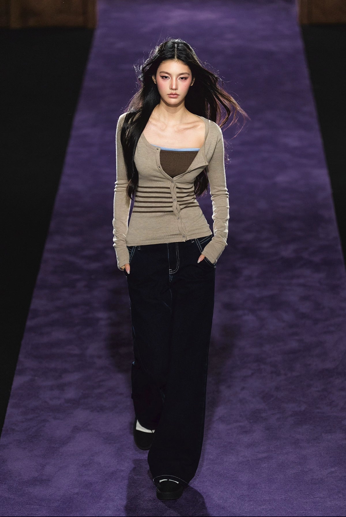 High-Waist Heart Pocket Straight-Leg Jeans