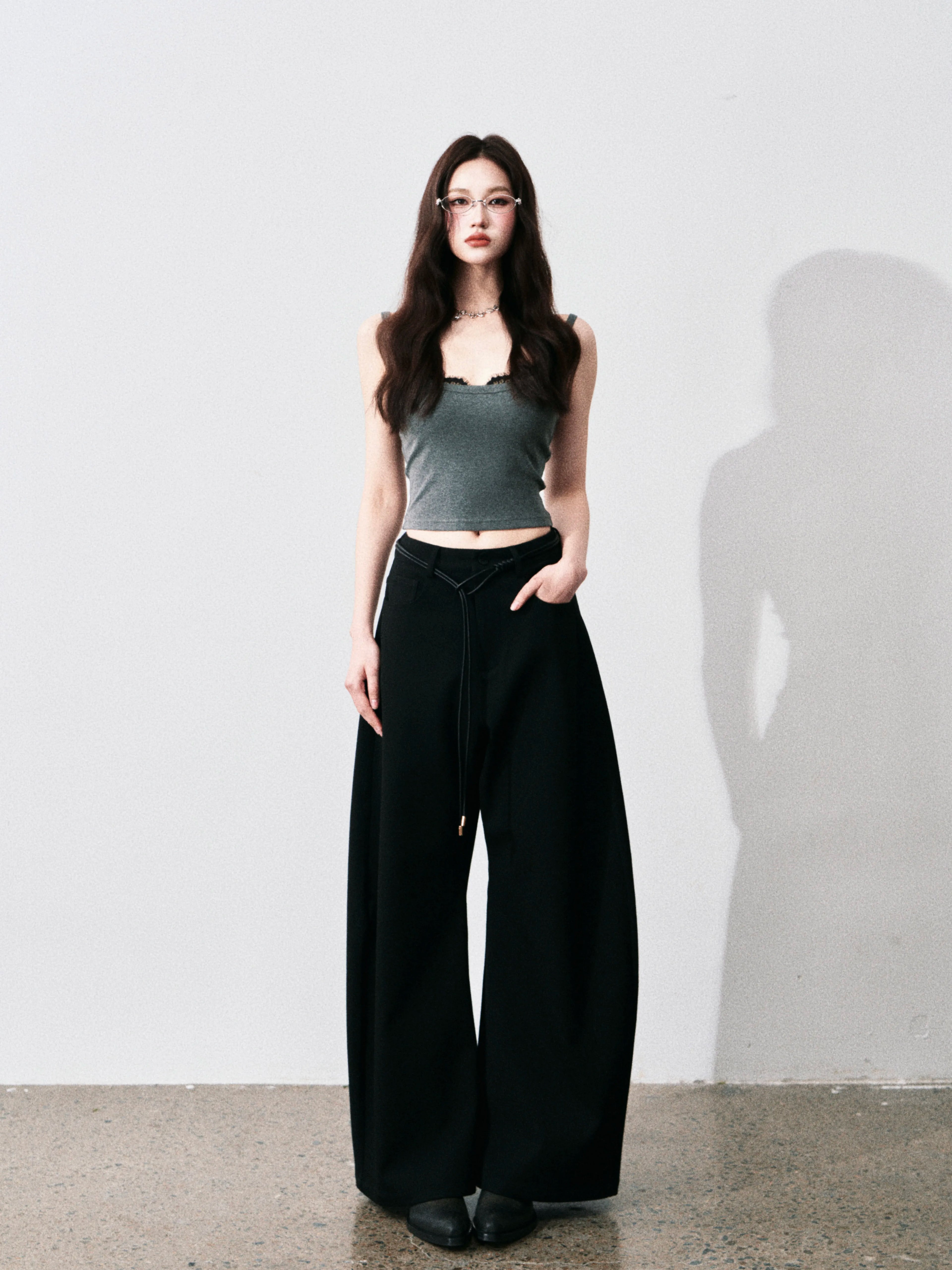 Contrast Lace Trim Slim-Fit Camisole