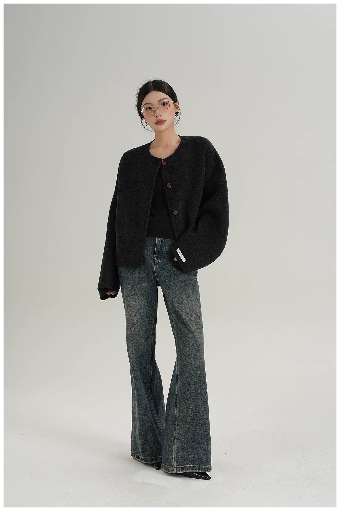 Relaxed-Fit Cropped Double-Faced Wool Jacket