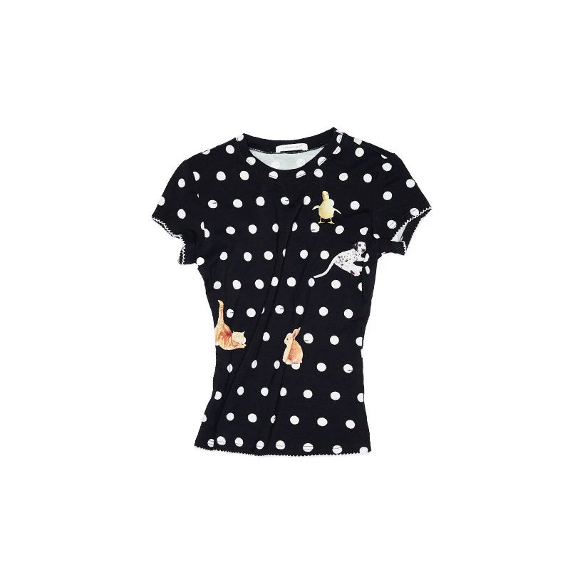 Cat Paw Round Neck T-shirt