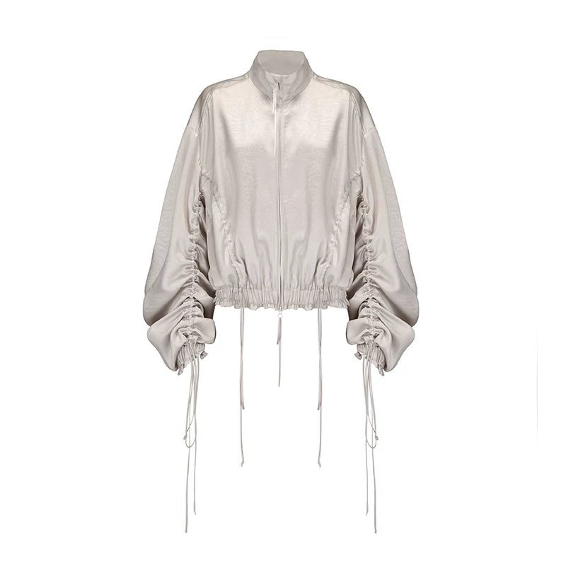 Leather-Texture Athletic Zip Jacket