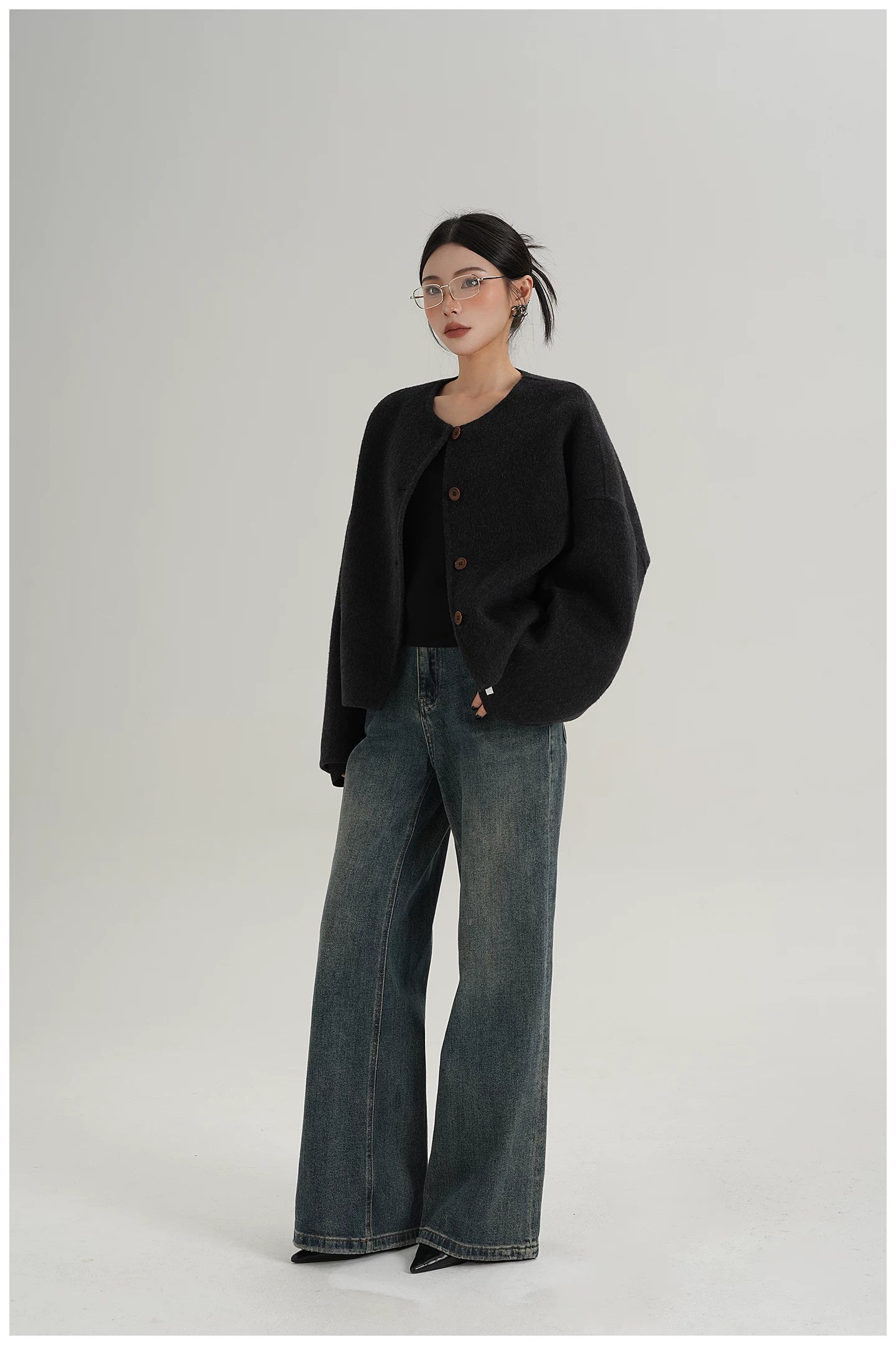 Relaxed-Fit Cropped Double-Faced Wool Jacket