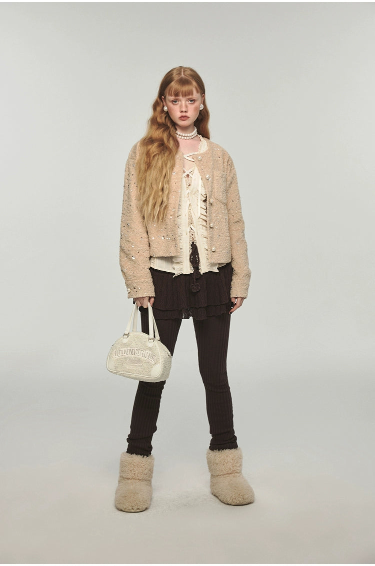 Sequin Eco-Friendly Faux Fur Jacket - CHINASQUAD