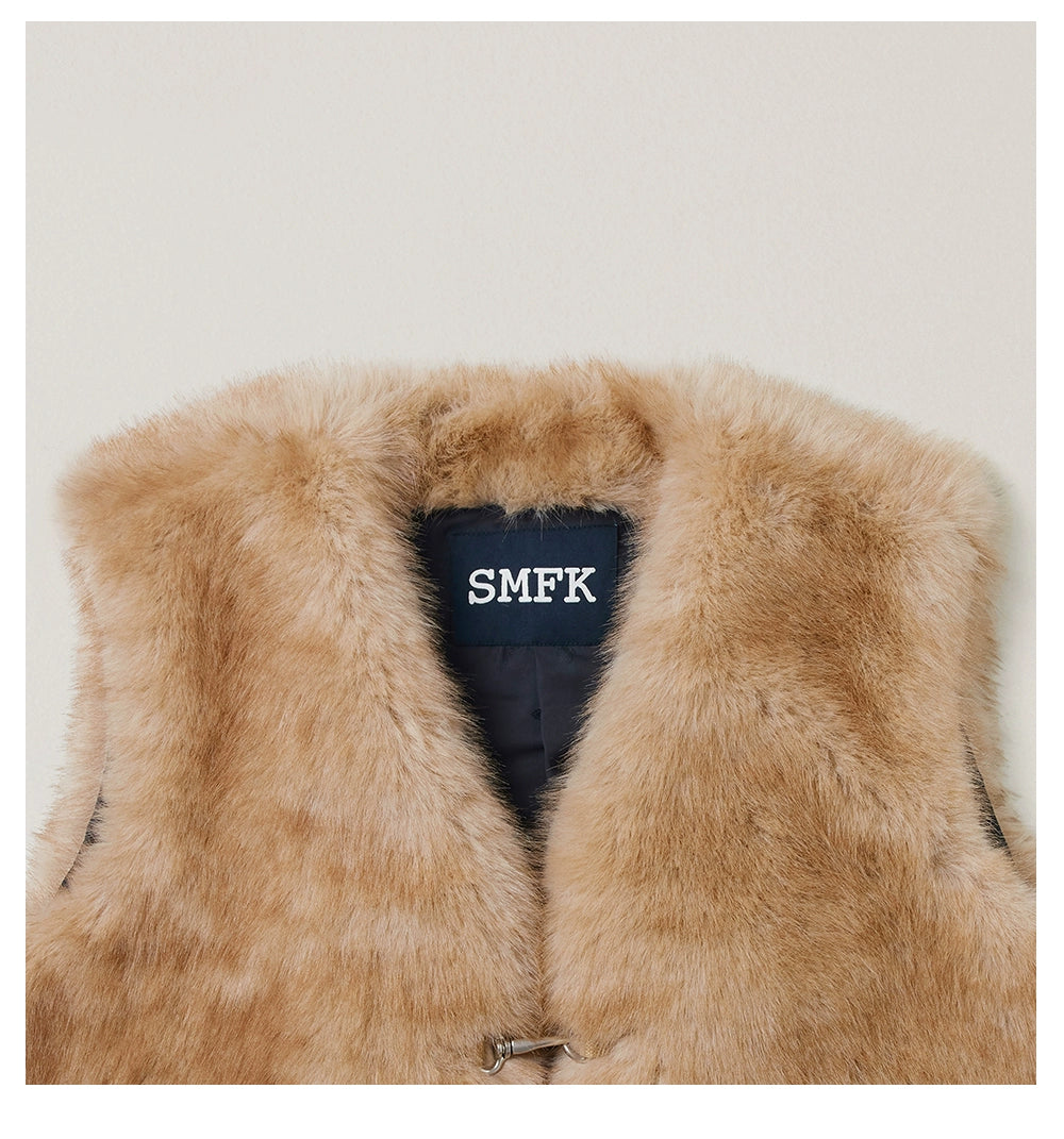 Cross Relic Oversized Faux Fur Vest
