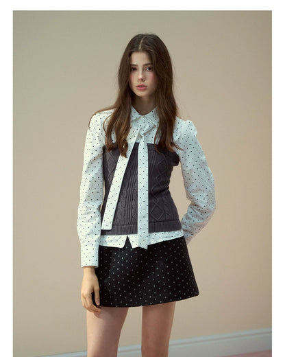 Wool Polka Dot A-line Mini Skirt - CHINASQUAD