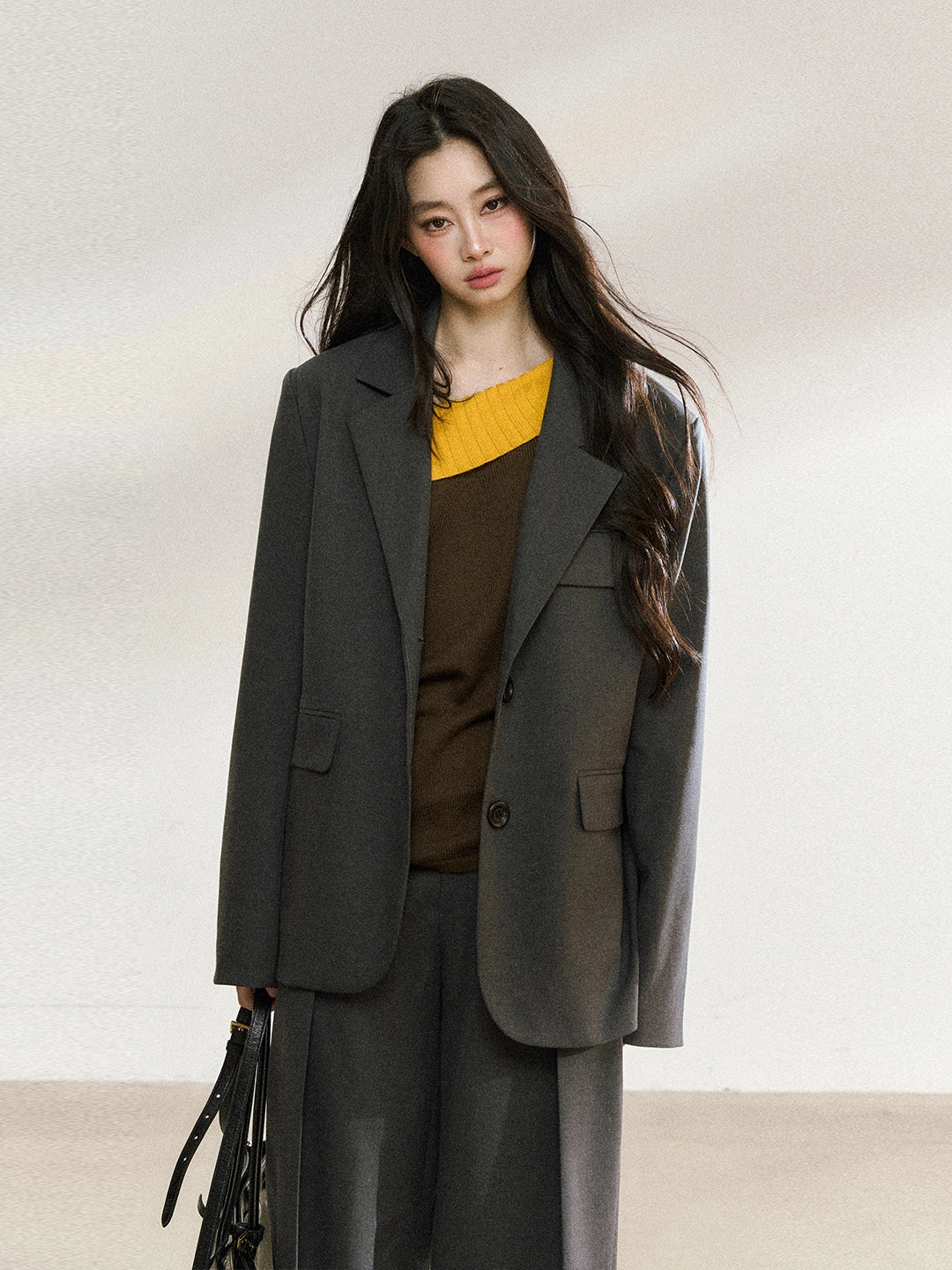 Charcoal Tailored Oversized Blazer