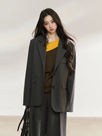 Charcoal Tailored Oversized Blazer