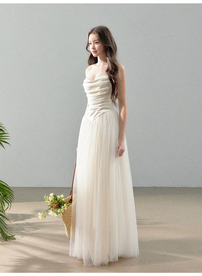 Cloud Dream Satin Strapless Tulle Gown