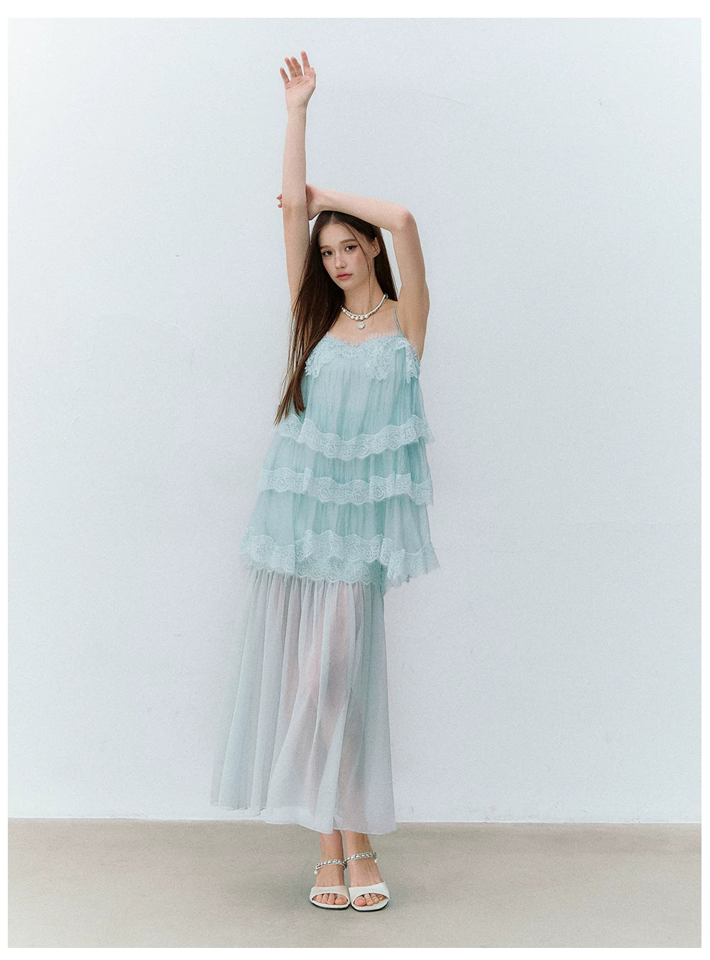Ethereal Layered Ruffle Camisole &amp; Midi Skirt Set